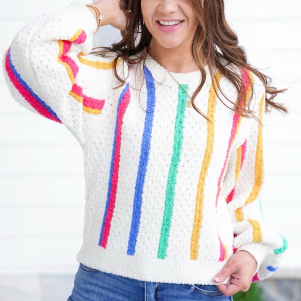 Nwot Pol Rainbow Stripe Sweater Small